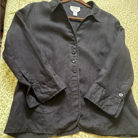 Talbots Black Linen light weight summer jacket size 14. - Picture 12 of 16